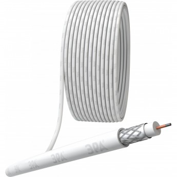Кабель коаксиальный ЭРА RG-6U 75 Ом CCS оплётка AL 48% PVC цвет белый бухта 100 м SIMPLE Кабель коаксиальный ЭРА RG-6U 75 Ом CCS оплётка AL 48% PVC цвет белый бухта 100 м SIMPLE