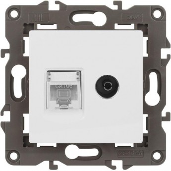 Розетка ЭРА ELEGANCE Б0065767 14-3110-01М RJ45+TV матовый белый Розетка ЭРА ELEGANCE Б0065767 14-3110-01М RJ45+TV матовый белый