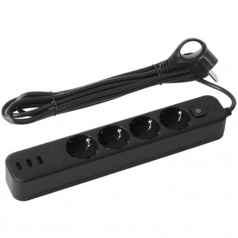 Удлинитель с сетевым фильтром ЭРА Б0059568 4х1.5м с заземлением 10А USF-4es-1.5m-3xUSBA-B +3xUSBA 3.1A с выключателем с базовой защитой Удлинитель с сетевым фильтром ЭРА Б0059568 4х1.5м с заземлением 10А USF-4es-1.5m-3xUSBA-B +3xUSBA 3.1A с выключателем с базовой защитой